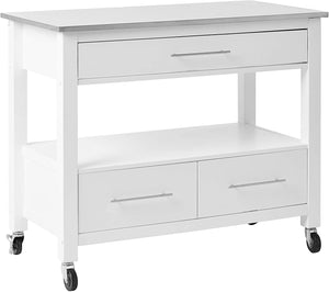 ACME Ottawa Kitchen Cart, Stainless Steel & White 98330
