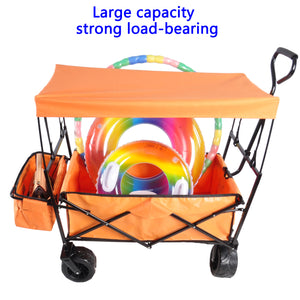 Folding Wagon Garden Shopping Beach Cart (Orange)