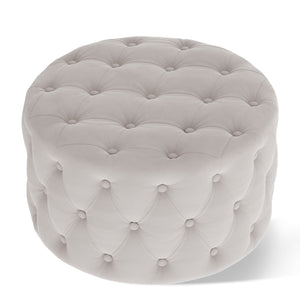 [New] 29.5"Wide Classic Button Tufted Velvet Round Ottoman Living Room Footrest Without Storage