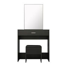 Load image into Gallery viewer, Vanity table set with sliding make up mirror &amp; stool, modern dressing table with 1 drawer and sliding door hidden locker, Bedroom Furniture
