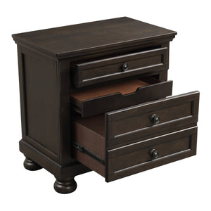 Transitional Design Nightstand Grayish Brown Finish Two Dovetail Drawers Bun Feet Wooden Furniture