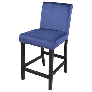 TOPMAX 4 Pieces Wooden Counter Height Upholstered Dining Chairs for Small Places, Blue+Black Legs