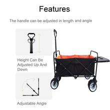 Load image into Gallery viewer, folding wagon Collapsible Outdoor Utility Wagon, Heavy Duty Folding Garden Portable Hand Cart, Drink Holder, Adjustable Handles and Double Fabric, for Beach, Garden, Sports (Yellow)
