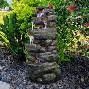 40.5inch Garden Outdoor Water Fountain with 6 LED is the perfect addition