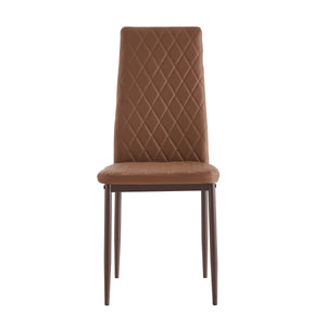 Retro style dining chair hotel dining chair conference chair outdoor activity chair pu leather high elastic fireproof sponge dining chair four-piece set(coffee)