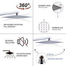 Load image into Gallery viewer, Shower System Shower Faucet Combo Set Wall Mounted with 10&quot; Rainfall Shower Head and handheld shower faucet, Chrome Finish with Brass Valve Rough-In
