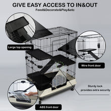 Load image into Gallery viewer, 【VIDEO provided】4-Tier 32&quot;Small Animal Metal Cage Height Adjustable with Lockable Casters  Grilles Pull-out Tray for Rabbit Chinchilla Ferret Bunny Guinea Pig Squirrel Hedgehog(BLACK)
