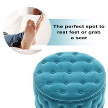 Load image into Gallery viewer, [New] 29.5&quot;Wide Classic Button Tufted Velvet Round Ottoman With Storage Living Room Footrest
