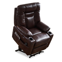 Load image into Gallery viewer, Large size Electric Power Lift Recliner Chair Sofa for Elderly, 8 point vibration Massage and lumber heat, Remote Control, Side Pockets and Cup Holders, cozy fabric, overstuffed arm, heavy duty 230LB
