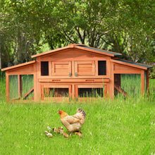Load image into Gallery viewer, TOPMAX 70-Inch Wood Rabbit Hutch Outdoor Pet House Chicken Coop for Small Animals with 2 Run Play Area
