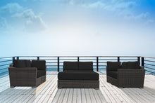 Load image into Gallery viewer, 6 Piece Rattan Sectional Seating Group with Cushions (Color:DARK BROWN)
