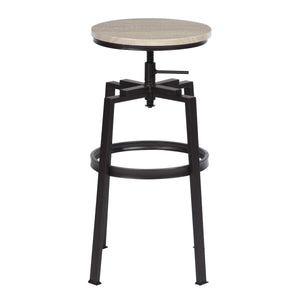 Backless Adjustable Height Bar Stools with Metal Legs, Oak seat, Set of 2