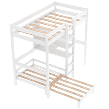 Load image into Gallery viewer, Convertible Loft Bed with L-Shape Desk, Twin Bunk Bed with Shelves and Ladder, White
