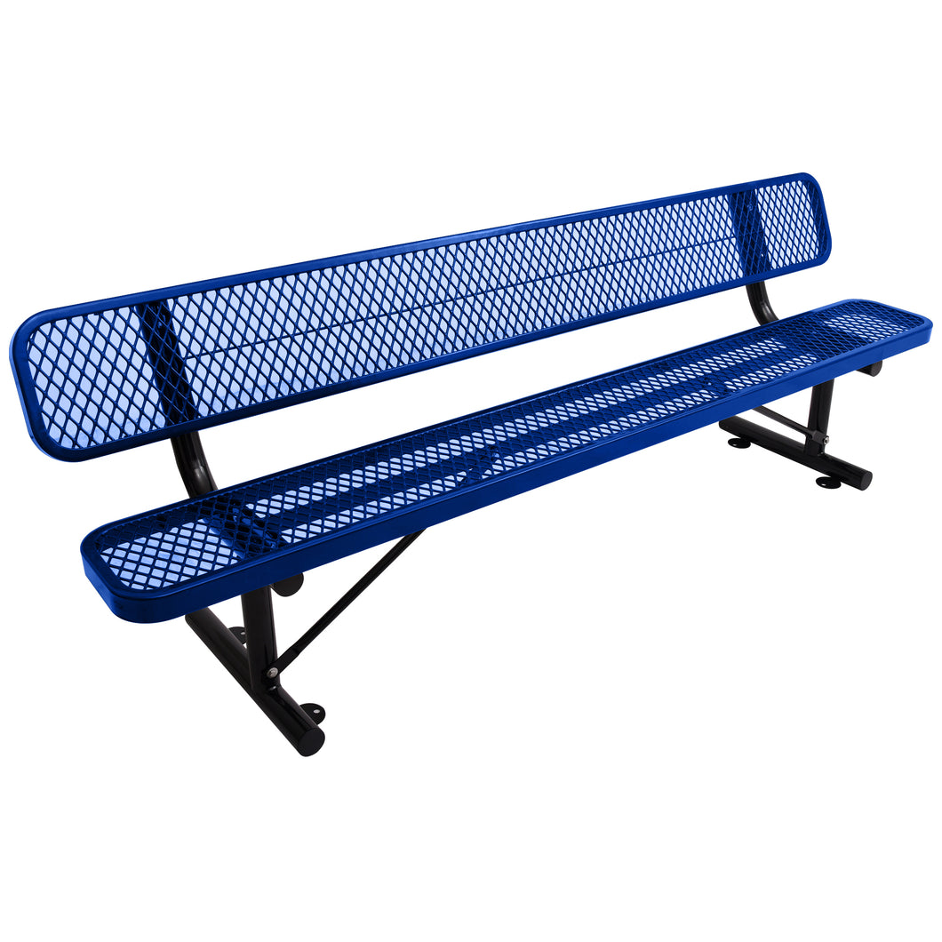 8 ft. Outdoor Steel Bench with Backrest BLue