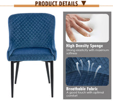 Load image into Gallery viewer, Cheap modern dining room furniture metal tube legs fabric blue dining chair(set of 2)
