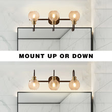 Load image into Gallery viewer, 3 Light Modern Bathroom Vanity Light Fixture, Black Vanity Lights Fixture,Wall Sconces with Clear Glass Shades for Indoor Hallway Living Room Bathroom Over Mirror

