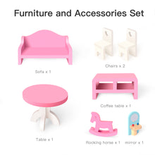 Load image into Gallery viewer, Dollhouse, Toy Family House with 7 pcs Furniture, Play Accessories
