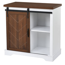 Load image into Gallery viewer, Bathroom Storage Cabinet, Freestanding Accent Cabinet, Sliding Barn Door, Thick Top, Adjustable Shelf, White and Brown
