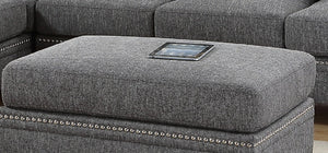 Cocktail Ottoman Cotton Blended Fabric Ash Black Color Nailheads Ottomans