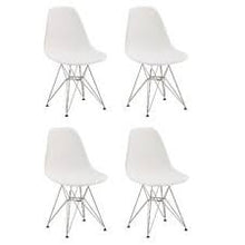 Load image into Gallery viewer, Chromed Wire Legs Dining Side armless Lounge Chair White DSR Set of 4

