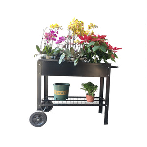 Aveyas Mobile Metal Raised Garden Bed Cart with Legs, Elevated Tall Planter Box with Wheels for Outdoor Indoors House Patio Backyard Vegetables Tomato DIY Herb Grow (Black)