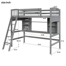 Load image into Gallery viewer, Twin size Loft Bed with Storage Shelves, Desk and Ladder, Gray(old  SKU:LP000040AAE)
