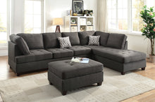 Load image into Gallery viewer, Cocktail Ottoman Dorris Fabric Ash Black Color W Tufted Seats Ottomans
