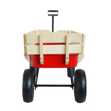 Load image into Gallery viewer, Outdoor Wagon All Terrain Pulling w/Wood Railing Air Tires Children Kid Garden（Red）
