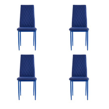 Load image into Gallery viewer, Retro style dining chair hotel dining chair conference chair outdoor activity chair pu leather high elastic fireproof sponge dining chair four-piece set（blue)
