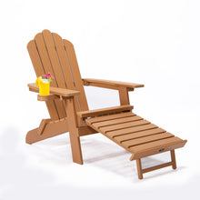 Load image into Gallery viewer, TALE Folding Adirondack Chair with Pullout Ottoman with Cup Holder, Oversized, Poly Lumber,  for Patio Deck Garden, Backyard Furniture, Easy to Install,BROWN. Banned from selling on Amazon
