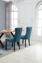 Load image into Gallery viewer, Upholstered Button Tufted Back  Velvet Dining Chair with Nailhead Trim and Solid Wood Legs 2 Sets
