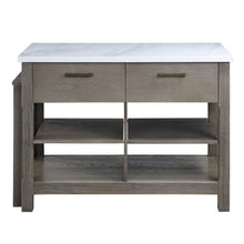 Load image into Gallery viewer, ACME Feivel Kitchen Island w/Pull Out Table in Marble Top Top &amp; Rustic Oak Finish DN00307
