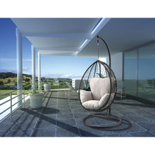 Load image into Gallery viewer, ACME Simona Patio Swing Chair with Stand in Beige Fabric &amp; Black Wicker 45030
