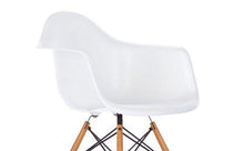 Load image into Gallery viewer, Eiffel Natural Wood Dowell Legs Lounge Arm Chair White Set of 2 - Two
