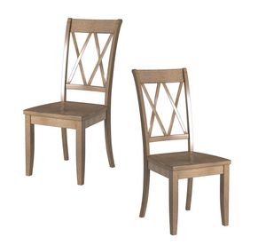 Casual Brown Finish Chairs Set of 2 Pine Veneer Transitional Double-X Back Design Dining Room Chairs