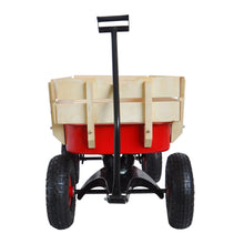 Load image into Gallery viewer, Outdoor Wagon All Terrain Pulling w/Wood Railing Air Tires Children Kid Garden（Red）
