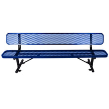 Load image into Gallery viewer, 8 ft. Outdoor Steel Bench with Backrest BLue
