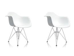 Eiffel Armchair Chrome Wire Dowell Legs Dining Arm Chair White DAR