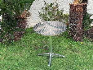 BTExpert Indoor Outdoor 27.5" Round Restaurant Table for Patio Stainless Steel Silver Aluminum Furniture with base Set of 2