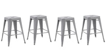 Load image into Gallery viewer, Silver 24&quot; Industrial Stackable Metal Vintage Counter BarStool Silver Set of 4
