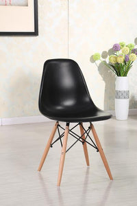 Eiffel Natural Wood Legs Dining Side Chair Black DSW Set of 2