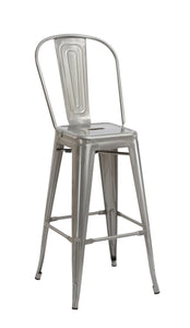 30" Industrial Clear Metal Antique Rustic height Bar Stool Chair High Back Set of 4