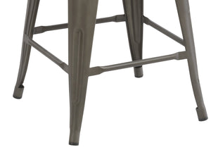30" Metal Antique Rustic Counter height Bar Stool Chair High Back Wood seat Set of 4