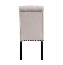 Load image into Gallery viewer, SET OF TWO High Back Tufted Accent Upholstered Padded Dining Room Chairs Side Solid Wood - Nail Trim Linen Beige
