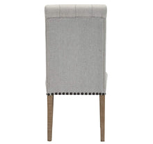 Load image into Gallery viewer, SET OF TWO High Back Tufted Parsons Upholstered Padded Dining Room Chairs Side Solid Wood-Accent Nail Trim Linen Gray
