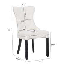 Load image into Gallery viewer, BTEXPERT White Set of 2 High Back Velvet Tufted Upholstery, Solid Wood-Accent Nail Trim, Ring Leisure Side Living Room upholstered Dining Chair
