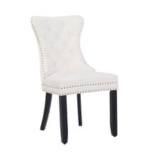 Load image into Gallery viewer, BTExpert White High Back Velvet Tufted Upholstery, Solid Wood Nail Trim, Ring Dining Chair
