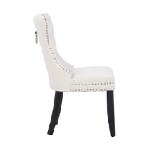 Load image into Gallery viewer, BTExpert White High Back Velvet Tufted Upholstery, Solid Wood Nail Trim, Ring Dining Chair
