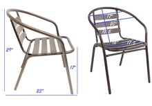 Load image into Gallery viewer, BTExpert Indoor Outdoor Set of 3 Bronze Restaurant Metal Aluminum Slat Stack Chairs Lightweight
