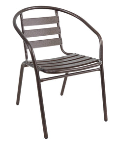 BTExpert Indoor Outdoor Set of 5 Bronze Restaurant Metal Aluminum Slat Stack Chairs Lightweight